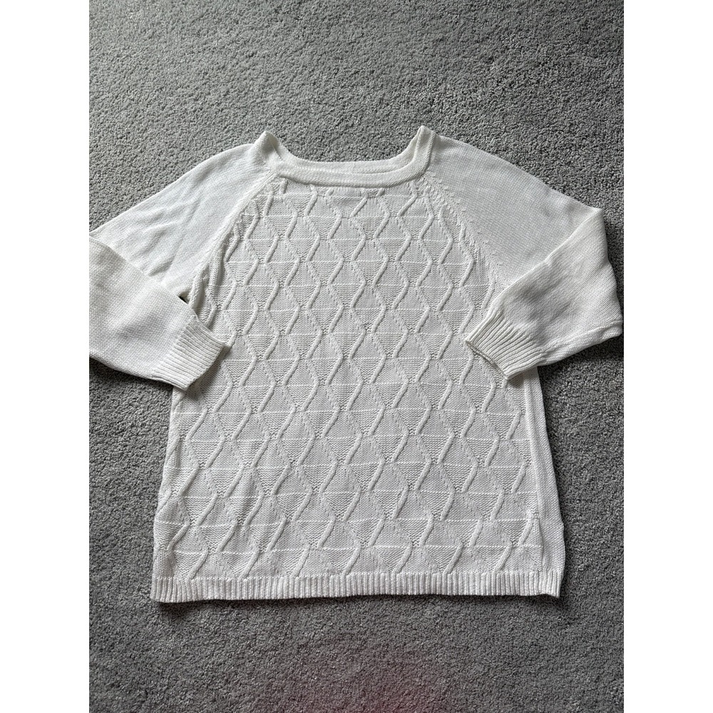Croft & Barrow Knit White‎ 3/4 Sleeve Sweater Woman Size XL  Cotton Acrylic